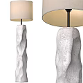 Modern Floor Lamp with Irregular White Textured Base and Beige Fabric Shade