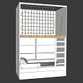 Modern Bunk Bed With White Ladder Storage Shelves Net And String Lights 3d model