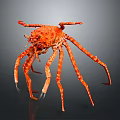 Red Spotted Aquatic Crab With Long Legs And Detailed Marine Features