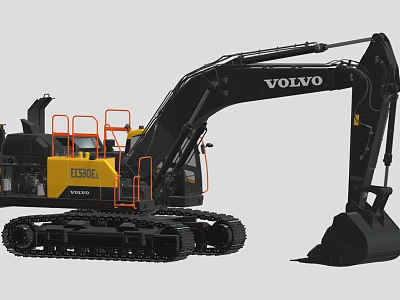 Volvo EC250EL Excavator With Black Track System And Yellow Cabin 3d model