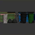 Colored Waste Bins And Trash Containers With Lids And Garbage Bags