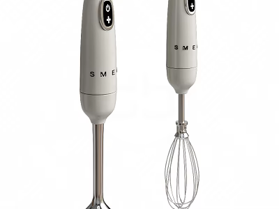SMEG White Electric Hand Blenders With Mixing Stick And Whisk Attachment 3d model