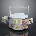 Practical Hexagonal Storage Box With Floral Patterns Drawers Gold Handles And White Frame