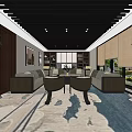 Modern Office Interior Design With Sofa Tables Chairs Plants And Windows 3d model