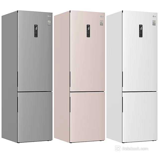 Three Colorful Double Door Refrigerators Gray Pink And White Modern Home Appliances 3d model 
