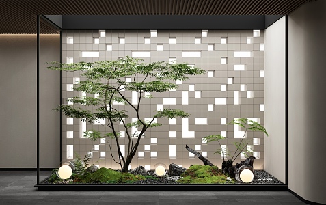 Modern Landscape Sketches Indoor Landscape Sketches Courtyard Sketches Maple Claw Acer Plants Combination Stone 3d model