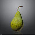 Fresh Ripe Yellow Green Pear With Brown Stem On Dark Background