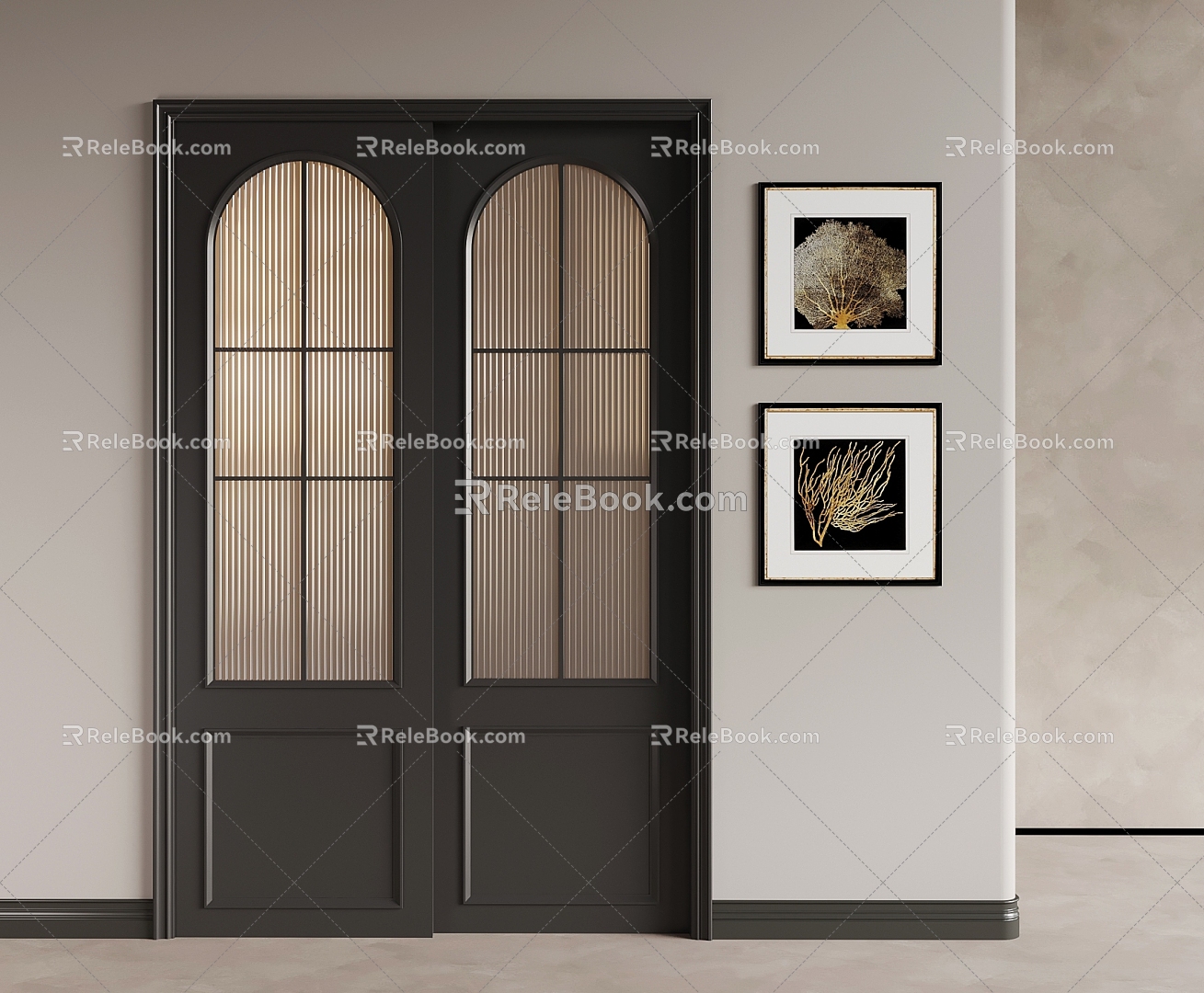 French retro sliding door 3d model