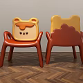 Cute Cartoon Shaped Children's Chairs With Orange Yellow Design And Smooth Plastic Material