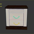 Wooden Nightstand With Two Drawers And Gold Handles White Fronts Dark Brown Top Base