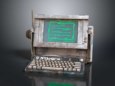 Vintage Retro Computer With Green Screen And Worn Keyboard Weathered Design 3d model