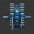 3D Tank Model Design Featuring Dual Cannons Orange Tips Black Tracks And Blue Glowing Base