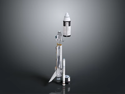 White Rocket Model With Launch Stand And Detailed Design Features 3d model