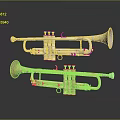 Silver and Brass Trumpets Showcased with Reflections on Dark Background