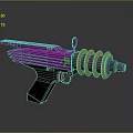 Futuristic Purple Weapon Gun With Yellow Spiral Structure And Black Handle Design