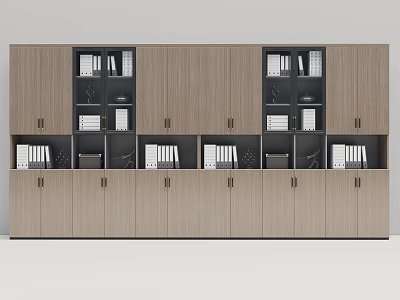 Modern Wooden Bookcase With Multiple Compartments Storage Shelves And Decorative Items 3d model