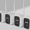 Smart Wireless Security Cameras With White Design And Antennas For Surveillance 3d model