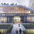 Modern Office Building With Glass Facade Rooftop Gardens And Surrounding Greenery
