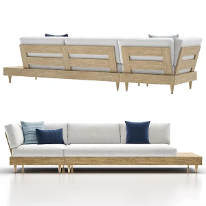 Outdoor Sofa Solid Wood Sofa Japanese Style Sofa Courtyard Sofa 3d model