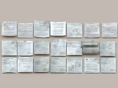 Vintage Book Magazine Pages Stacked Flat With Yellowed Paper Text On Light Brown Background 3d model