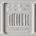 European Roman column line wall plaster line 3d model