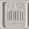 European Roman column line wall plaster line 3d model