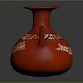 Ornate Red Ceramic Vase With Intricate Geometric And Tribal Patterns