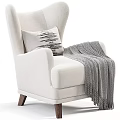 Modern Upholstered Sofa and Coffee Table Set with Armchair Ottoman Decorative Pillows and Throw Blanket
