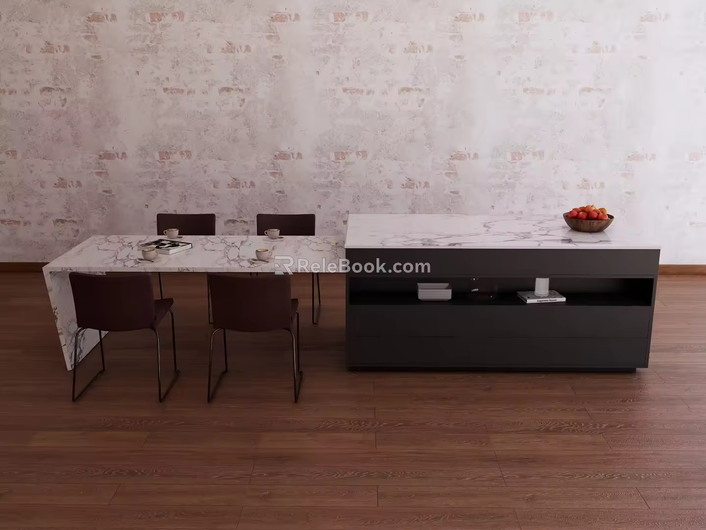 Modern Dining Table and Chair Combination 3d model