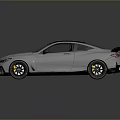 Silver Sports Car With Black Roof Yellow Accents Aerodynamic Kit And Large Wheels