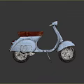 Vintage Blue Scooter With Red Seat Classic Design And Rustic Wheels