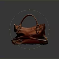 Classic Brown Leather Handbag With Sturdy Handles Metal Buckles And Smooth Finish
