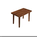 Solid Wood Desk With Simple Design Rectangular Top And Four Legs Structure 3d model