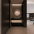 Modern Living Dining Room Interior With Dark Sofa Coffee Table And Wooden TV Wall