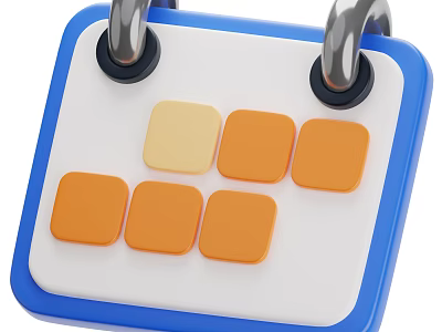 Practical Household Calendar With Blue Frame White Surface Metal Hooks And Colorful Date Blocks 3d model