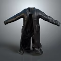 Stylish Long Black Leather Coat With Pockets For Daily Use And Warmth