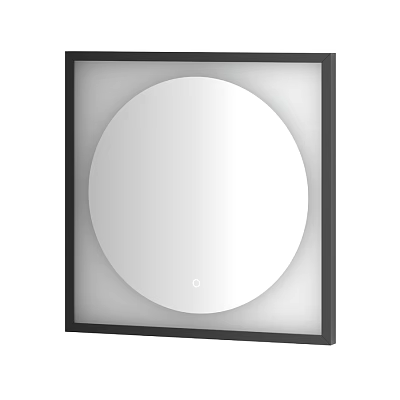 Round Mirror With Square Frame And LED Lighting For Modern Bathroom Decor 3d model