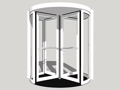 Modern Circular Revolving Door With Transparent Glass And White Frame Design 3d model