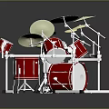Red And White Complete Drum Set With Drums Cymbals And Stool For Music Performance