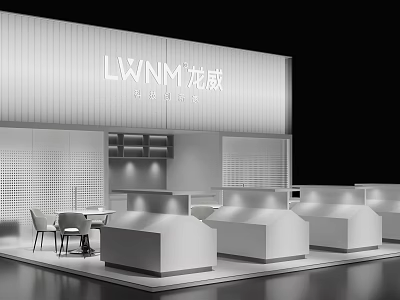Modern LWMM Exhibition Hall Display Cabinets With Sleek Stands And Tables 3d model