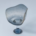 Modern Accent Chair With Grid Design Unique Shape And Transparent Glass Base For Contemporary Spaces
