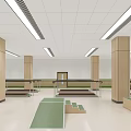 Spacious Indoor Accessible Training Space With Ramps Handrails Green Flooring And Columns
