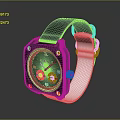 Stylish Smartwatch With Black Strap White Details Red Accents And Digital Dial Design