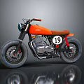 Vintage JAWA Motorcycle With Orange Body Number 19 Brown Seat And Black Tires