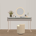 Modern Light Luxury Makeup Table Makeup Stool Combination 3d model