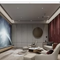 Modern Home Theater With Large Projection Screen Luxury Sofas And Ambient Lighting 3d model