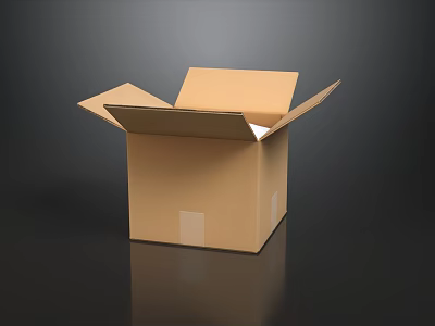 Modern Minimalist Sofa And Coffee Table Set Placed Inside Open Brown Cardboard Shipping Box 3d model
