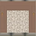 Elegant Bedroom Accent Wall With Brown Frame Leaf Pattern And Brass Sconces 3d model