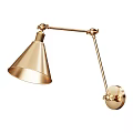 Elegant Golden Wall Lamp With Adjustable Arm And Conical Shade Design