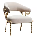 Elegant Accent Chair With Beige Upholstery And Gold Carved Frame